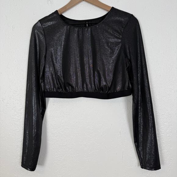 Torrid Shimmer Mesh Long Sleeve Under It All Crop Top Size 1 - Picture 2 of 5